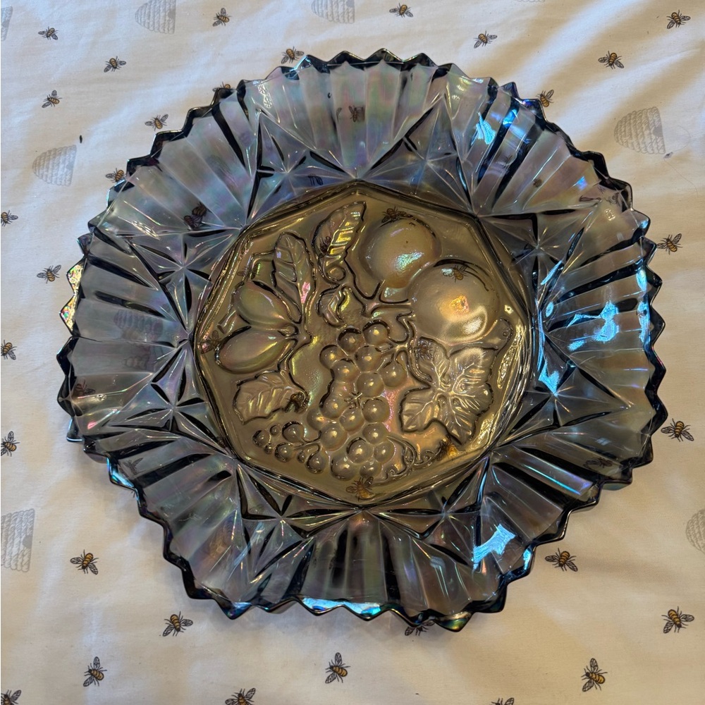 Iridescent VintageGlass Fruit Bowl -